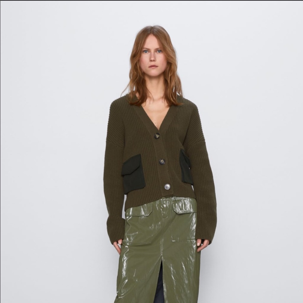 Zara combination pocket knit cardigan